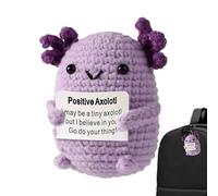 Crochet Animal Friend - Axolotl Plush Doll, Handcrafted Soft Toy | Motivational Knit Pet Gentle Fabric Texture Build, Smiling Embroidery, Lightweight Pocket Size With Uplifting Message For Boys Girls
