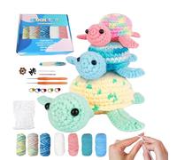 Crochet Animal Kit,3 Pieces Turtle Family for Crafts | Crochet Kit for Beginners with Video Tutorials - for Kids, Adults, Hobbies, Crafts and Projects at Home