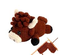 Crochet Animal Kits - 13.5x9.2cm Cow Design Crafts Supplies, Step-by-Step Video Tutorials Included | Kids Crochet Kits for Beginners for Youth Kids Home Decor Preschool Bedroom Playroom