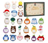 Crochet Animals Advent Calendars 2025, Christmas Countdown Calendars with 24 Crochet-Style Acrylic Ornaments, Stress-Relief Companion Set for Loved O-nes Of All Ages