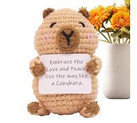 Crochet Animals | Capybara Stuffed Animal | Inspirational Cute Stuffed Funny Decorations with Card, for Graduation Birthday Home Christmas Valentines
