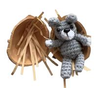 Crochet Animals - Hand Woven Ornaments in Walnut Shell | miini Crochet Bunny and Bear with Knitted Love Heart Accessory | Adorable Knitting, Fig Interior Decoration