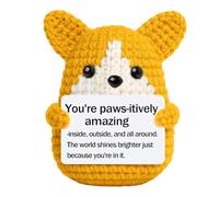 Crochet Animals,Stuffed Puppy Doll with Positive Message | Crocheted Animals - for Coworkers Daughter Friends Mom Pet Lover Sister Son Teens Women