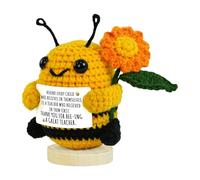Crochet Animals Teacher Gifts, 2025 New Mini Handmade Positive Bee Crochet with Message Card and Base - Teachers Day Graduation End of The Year Appreciation Thank You Gifts for Teachers