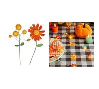 Crochet Autumn Stems 2pk & Autumn Felt Leaf String Lights Bundle