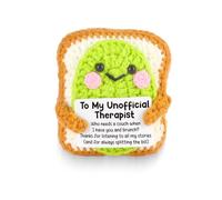 Crochet Avocado Toast Plush with Sentimental Card - Funny Friendship Gift for Best Friend, Women - "Unofficial Therapist" Appreciation Gift - Cute Handmade Amigurumi Cheer Up Present for Bestie