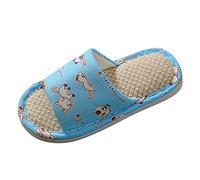 Crochet Baby Shoes Open Toe Cotton Linen Comfort Slip On Slippers for Girls and House Shoes 24, blue, 13 UK Child