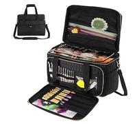 Crochet Bag - Adjustable Strap Portable Tote, Knitting Storage Organizer with Inner Divider, Yarn Project Carrier | Crochet Tote for Mom, Beginners, Craft Lovers, Home, Travel