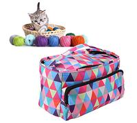 Crochet Bag, Crochet Thread Sewing Bag Ladys Storage Box Knitting Bag Crochet Yarn Holder Multicolor Crochet Bag Organizer for Crochet Accessories (Colorful Square Bag)