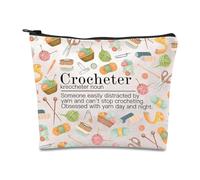 Crochet Bag for Women, Funny Makeup Bag with Crafting Tools Storage, Knitting Gifts for Crochet Lovers, Travel Cosmetic Pouch for Mom Friend Sister, Sewing Gifts for Mother’s Day and Birthday