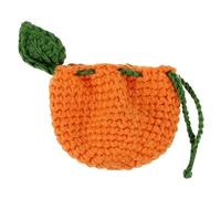 Crochet Bag - Handmade Knitting Bag | Small Orange Purse | -Inspired Coin Holder, Mini Draw String Organiser, Travel Charger, Kids Gifts, Cute Yarn Bag for Headphones