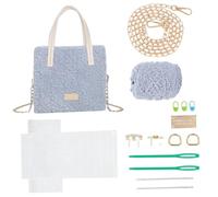 Crochet Bag Kit DIY Plush Crochet Purse Kit Includes Accessories Tools Bag Making Supplies for Friends Mom, Grey Yarn Purse Making Supplies Crocheting