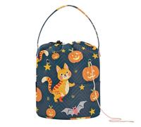 Crochet Bag Playful Kittens Stars Black Large Capacity Crochet Bag Knitting Bag for Crochet Beginner