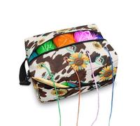 Crochet Bag Yarn Storage Two Inside & Outside Pockets 8 Grommets Easy Sorting Large Capacity Knitting Organizer Needles