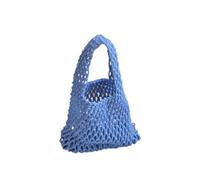 Crochet Bags for Women Hand Woven Tote Bags Knitting Crochet Beach Shoulder Bag Hollow Out Handbag Ladies Knitting Straw Rope Underarm Bags(Blue)