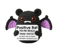 Crochet Bat | Halloween Knitted Animals | Motivational Decorations Holding Card Funny for Desk Work Graduation Valentines Birthday Home Decor