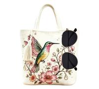 Crochet Beach Bag Hummingbird Flower Tote