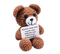 Crochet Bear Doll - Emotional Support, Crochet Animal, Inspirational Bear - Crochet Animal Bear, Funny Motivational Animal Desktop Ornament for Dorm, Table Decoration, Home Decoration, Figure, Funny