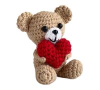 Crochet Bear Doll - Soft Polyester Yarn, Handcrafted Animal Figure, Lightweight Pocket Size, Detailed Facial Stitching | Cute Decorative Companion for Travel Bags Bedroom Shelves Thoughtful Keepsake D