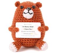 Crochet Bear Gift for Best Friend, Handmade Knitted Bear with Card, Cute Emotional Support Pocket Hug, Friendship Gift for Women, BFF Birthday Gift