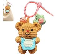 Crochet Bear Keychain Keychain Accessories Crochet Bear Keychain Keychain Handmade Crochet Keychain Portable Backpack Charm Backpack Decor Keychain Keychain for Backpack, Khaki, Pink