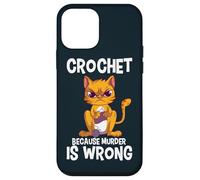 Crochet Because Murder is Wrong Angry Cat Yarn Knitting Case for iPhone 12 mini