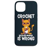 Crochet Because Murder is Wrong Angry Cat Yarn Knitting Case for iPhone 13