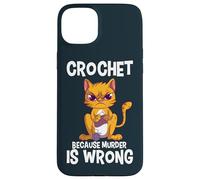 Crochet Because Murder is Wrong Angry Cat Yarn Knitting Case for iPhone 15 Plus