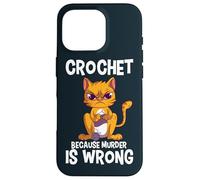 Crochet Because Murder is Wrong Angry Cat Yarn Knitting Case for iPhone 16 Pro