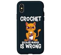 Crochet Because Murder is Wrong Angry Cat Yarn Knitting Case for iPhone X/XS