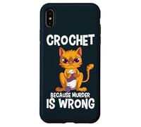 Crochet Because Murder is Wrong Angry Cat Yarn Knitting Case for iPhone XS Max