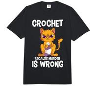 Crochet Because Murder is Wrong Angry Cat Yarn Knitting Comfort Colors Adult Heavyweight T-Shirt