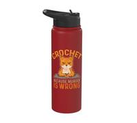 Crochet Because Murder is Wrong Crochet Knitting Funny Cat Stainless Steel Insulated Water Bottle