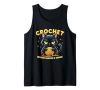 Crochet Because Murder is Wrong Funny Cat Yarn Hook Tank Top