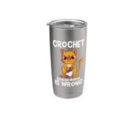 Crochet Because Murder is Wrong Knitting Crocheting Cat Stainless Steel Insulated Tumbler