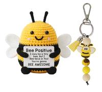 Crochet Bee, Good Luck Positive Gifts, Emotional Support Mini Funny Knitted Bee Doll, Affirmations for Women, Girls, Men, and Friends,Birthday Party Favors, Farewell Gifts for Work Colleagues