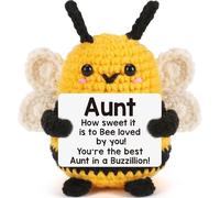 Crochet Bee Plush Gift for Aunt - Mini Handmade Bee from Niece or Nephew, Thoughtful Auntie Present with Inspirational Message, Emotional Christmas Birthday Valentine’s Mother’s Day Easter Gift