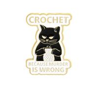 Crochet Black Cat Brooch Enamel Pin for Women Girls - Funny Kitten Animal Cartoon "Because Murder Is Wrong" Brooches Small Lapel for Dress Suit Badge Bag Hat Jeans Pins Cute Jewelry Clothes Decoration