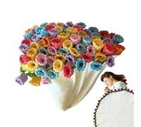 Crochet Blanket Set | Crochet Set for Beginners and Adults | Handmade Crochet Flower Bouquet | Soft Chunky Flower Rug Knitting Sets Machine Washable Home Decoration for Baby Holidays Beginners Adults