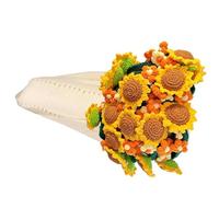 Crochet Blanket with Flower Bouquet | 80cm Sunflower Handmade Knitted Blanket,Crochet Flowers,Gift For Girlfriend Mother Sister Grandma Girlfriend Teacher Birthday Valentine's Day