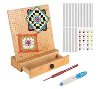 Crochet Blocking Board 8 inch Suit, Wooden Crochet Blocking Board and 30 Pins, Granny Square Blocking Board, Knitting Blocking Board with Drawers,Blocking Boards for Crochet and Knitting Projects