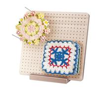 Crochet Blocking Board and Pins, 11 Inch Large Granny Square Blocking Board with 20 Steel Pegs, Wooden Blocking Board for Crochet and Knitting Projects, Bamboo Blocking Mats for Crocheting