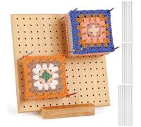 Crochet Blocking Board and Pins, Granny Square Blocking Board for Crochet, Handcrafted Wooden Crochet Blocking Board with 20 Pins, Knitting Blocking Boards for Crochet and Knitting Projects 20cm/7.9"