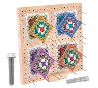 Crochet Blocking Board and Pins Set 9.3 Inch Wooden Granny Square Blocking Board with 20 Stainless Steel Pins and 5 Knitting Needles Reusable Crochet Frame Block Mats Crochets and Knitting Projects