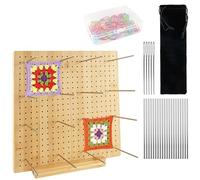 Crochet Blocking Board Granny Square Blocking Board Wooden Crochet Blocker Knitting Blocking Board with 20 Steel Pins 5 Large Eye Needle, Storage Box Storage Bag, 30 Stitch Marker, Gifts for Mothers