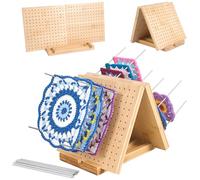 Crochet Blocking Board with Pegs & Accessories - 15.5x7.7 inch Knitting Board for Granny Square, Perfect Gift for Grandma & Mom, Complete Crochet Tool Kit.