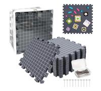 Crochet Blocking Mat - Interlocking EVA Board | Knit Grid, Blocking Pins | 12 Inch Square Panels, Printed Guide Marks, Storage Box Included, Expandable Layout, for Granny Squares, Shawls & Blankets