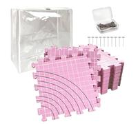 Crochet Blocking Mat - Interlocking EVA Board | Knit Grid, Blocking Pins | 12 Inch Square Panels, Printed Guide Marks, Storage Box Included, Expandable Layout, for Granny Squares, Shawls & Blankets