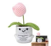 Crochet Blossom Inspirational Support Planter Handmade Decorative Flower Pot Funny Positive Blossom Gift Positive Knitted Toy With Inspirational Quote For Car Home Workplace Gift Decor