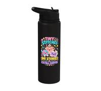 Crochet Book Lover Tiny Stitches Big Stories Extra Coffee Stainless Steel Insulated Water Bottle